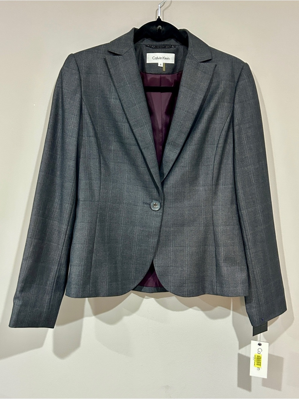 Calvin Klein Gray Plaid Women's Blazer - Picture 14 of 14